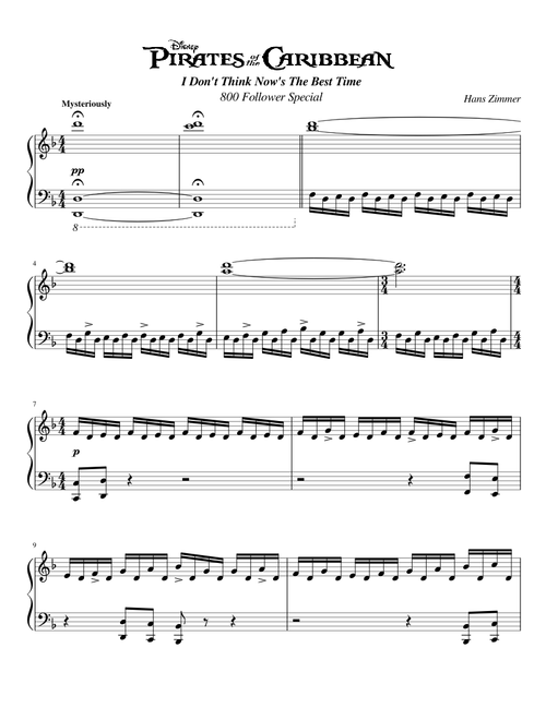Pirates of the Caribbean At World's End - I Don't Think Now's The Best Time | Piano Solo | 800 Follo