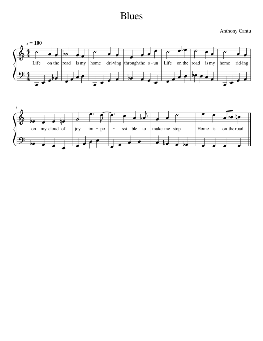 MUS 605B Blues Lyrics and Melody Sheet music for Piano (Solo) Easy ...