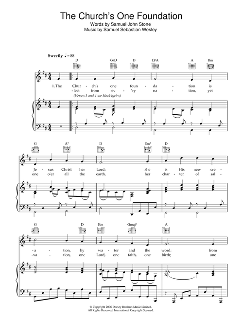 The Church's One Foundation - Samuel John Stone (Piano-Vocal-Guitar (Piano Accompaniment))