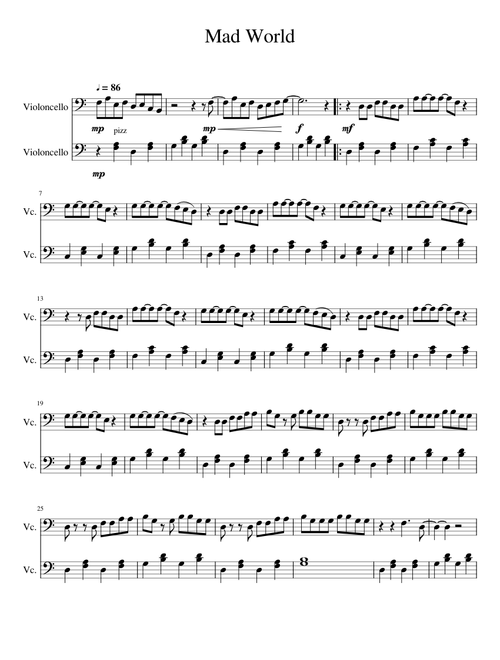 (Cello Duet) Mad World - Gary Jules