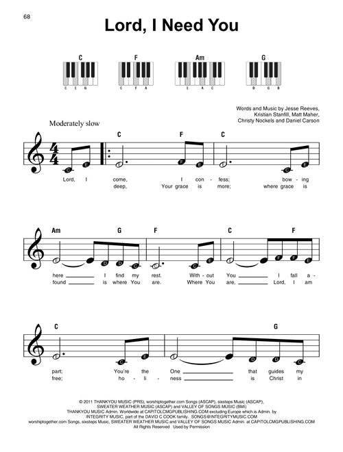 Lord, I Need You - Matt Maher (Super Easy Piano)