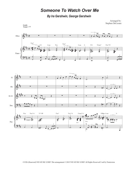 Someone To Watch Over Me (Arr. Stephen DeCesare) - Ira Gershwin, George Gershwin (Woodwind Ensemble)