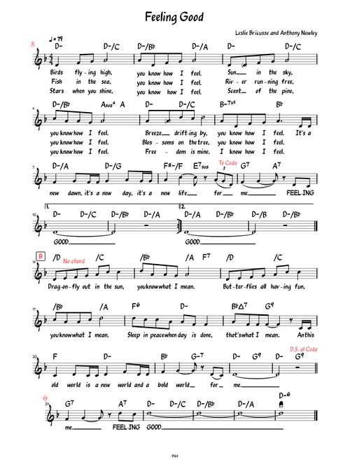 Feeling Good (Lead sheet with lyrics )