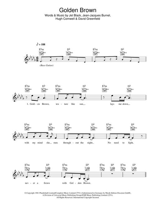 Golden Brown - The Stranglers (Lead Sheet - Fake Book)