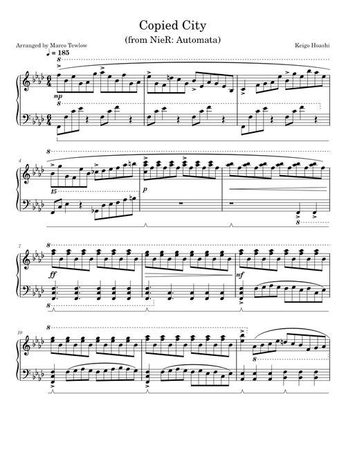 "Copied City" from NieR: Automata (for Piano)