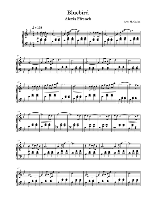 Bluebird (Arr. Magdalena Galka) - Alexis Ffrench (Piano Solo)