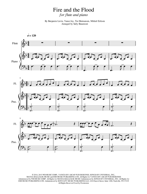 Fire And The Flood (Arr. Sally Beaumont) - Vance Joy (Flute and Piano)