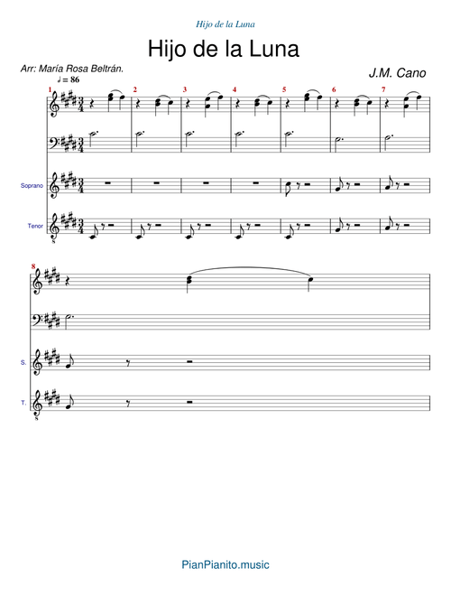 Hijo de la Luna - Vocal Arrangement
