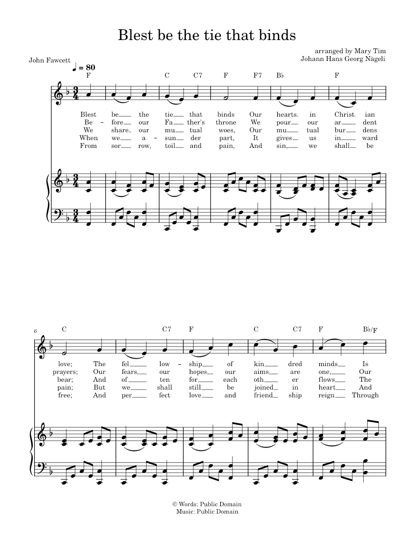 Blest be the tie that binds Sheet music for Piano, Vocals (PianoVoice