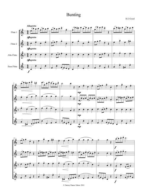Bunting (classical-style piece for four-part flute choir) - Bob Good (Woodwind Ensemble)