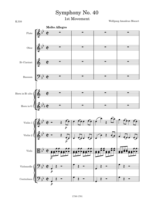 Symphony No. 40 in G Minor, K.550, 1st Movement (Molto Allegro) – Wolfgang Amadeus Mozart