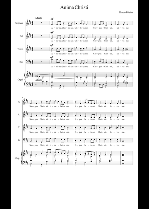 ANIMA CHRISTI Sheet Music for Soprano, Alto, Tenor, Bass voice