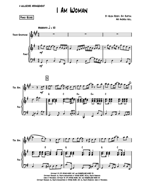 I Am Woman (Arr. Andrew Will) - Helen Reddy (Tenor Sax and Piano)