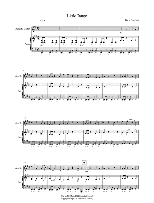 Little Tango for Easy Guitar and Piano - David Burndrett (Instrumental Solo (with Piano Accompaniment))