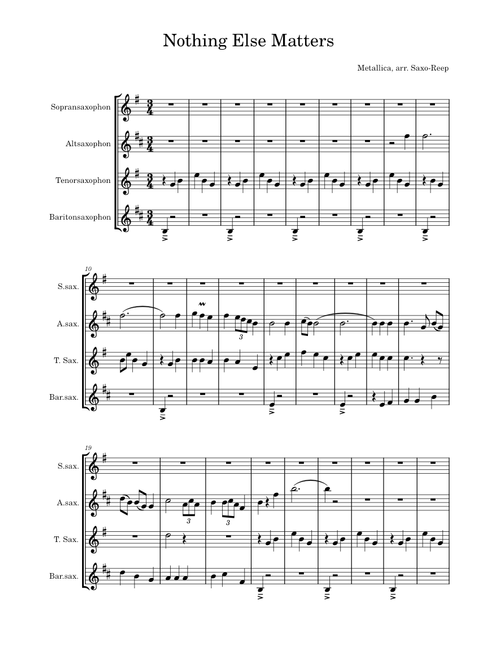 Nothing else matters – Metallica Nothing Else Matters Sax Quartett