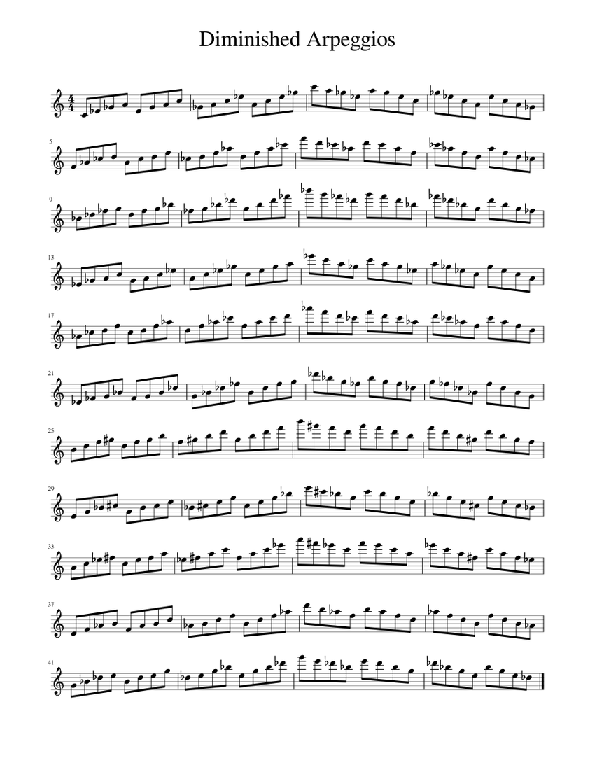 Diminished Arpeggios Sheet Music for Piano (Solo) easy | MuseScore.com
