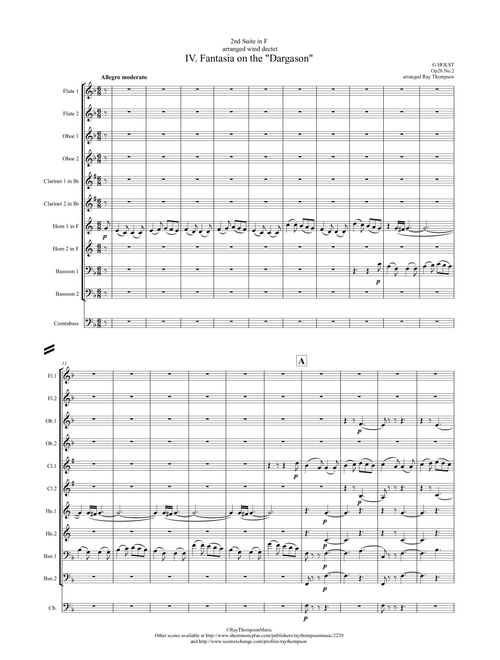 Holst: 2nd Suite in F Op.28 No.2 Mvt.IV "Fantasia on the "Dargason"- wind dectet (Arr. Ray Thompson) - Gustav Holst (Large Ensemble)