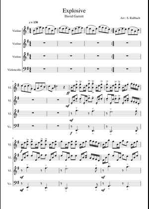 Explosive Sheet Music for Violin, Viola, Cello, Drum group (Mixed ...