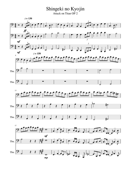 Shingeki no Kyojin (Attack on Titan Op 2) Trombone Trio