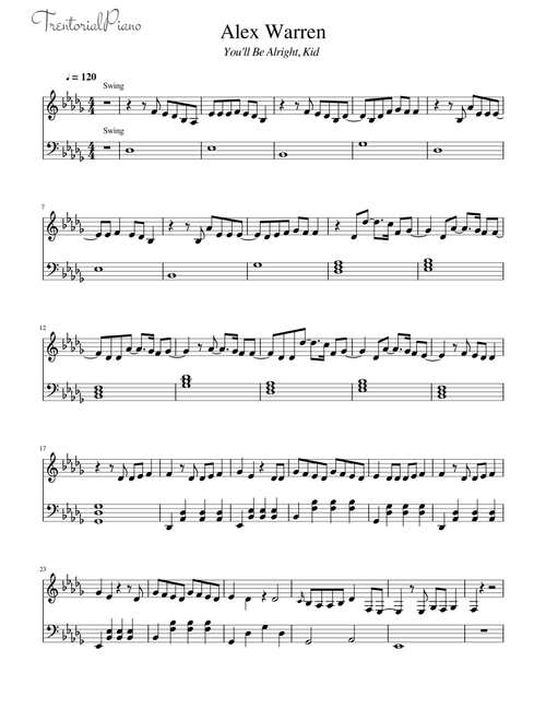 You'll Be Alright, Kid (Arr. Trentorial Piano) - Alex Warren (Piano Vocal)