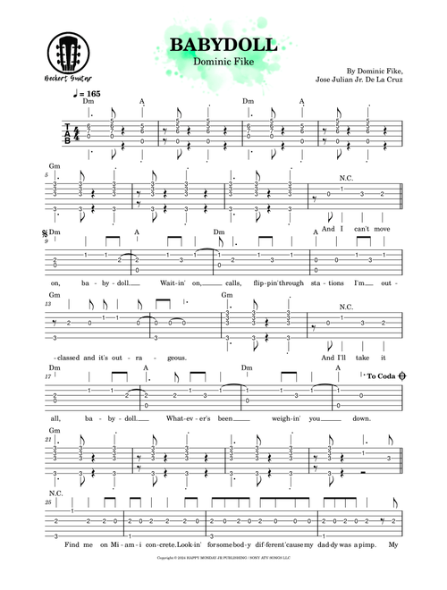 Babydoll (Arr. Beckert Guitar) - Dominic Fike (Solo Guitar)