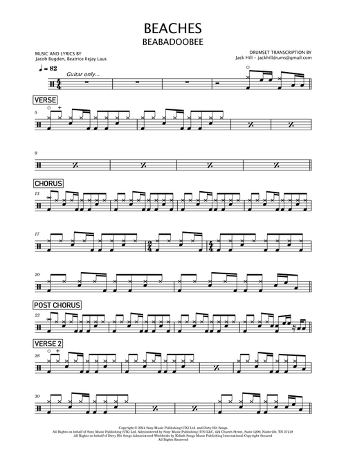 Beaches (Arr. Jack Hill) - Beabadobee (Drums)