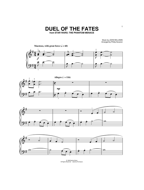 Duel Of The Fates (from Star Wars: The Phantom Menace) (arr. Phillip Keveren) - John Williams (Big Note Piano)