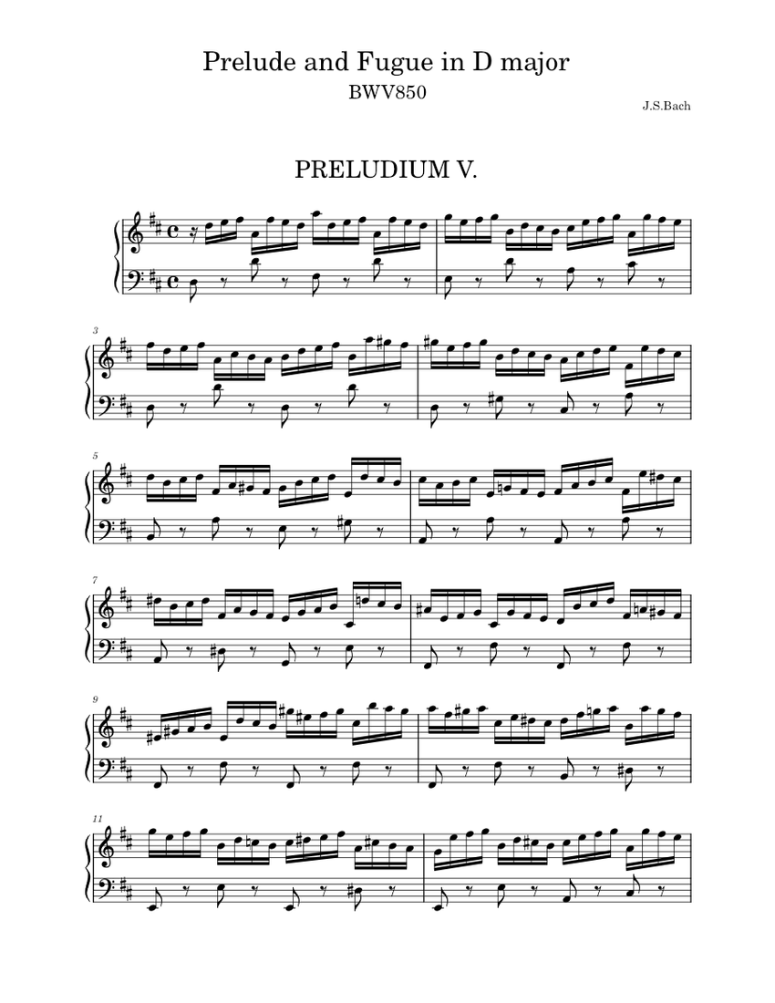 Prelude and Fugue in D major, BWV 850 – Johann Sebastian Bach