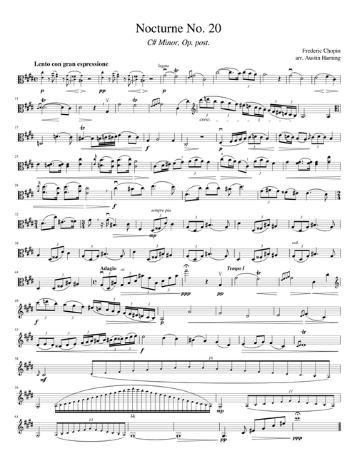 Nocturne No. 20 in C# Minor for Solo Viola