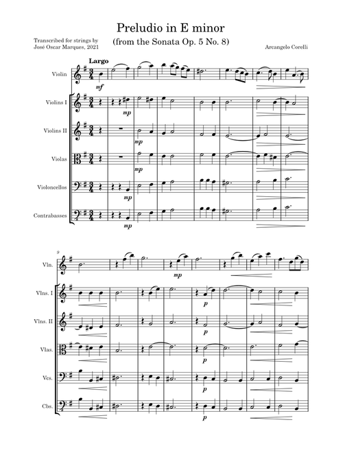 Corelli: Preludio in E minor, from the Sonata Op.5 No.8