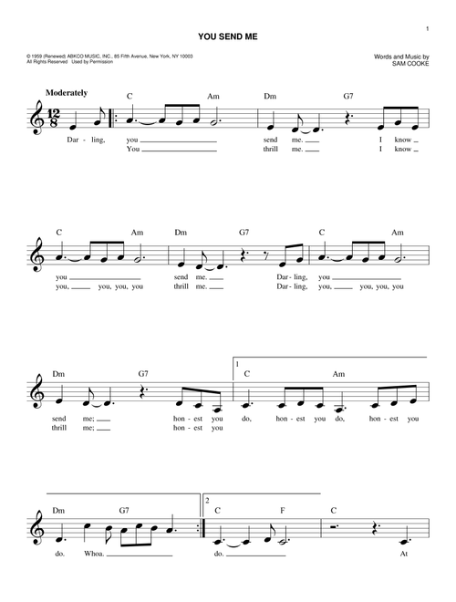 You Send Me - Sam Cooke (Easy Lead Sheet - Fake Book)