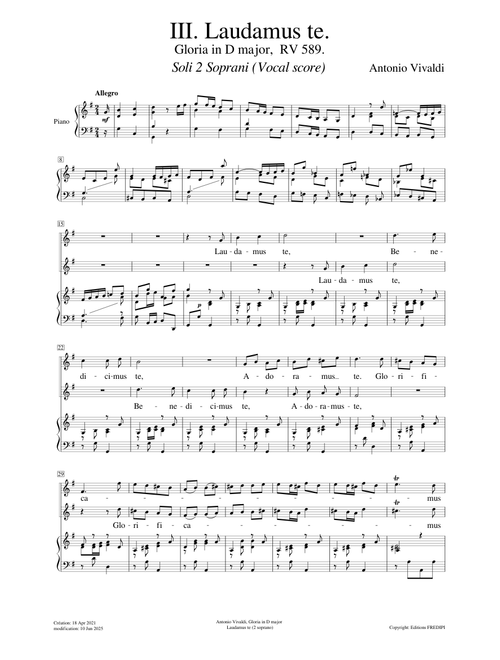 Gloria in D major, RV 589, III Laudamus te – Antonio Vivaldi