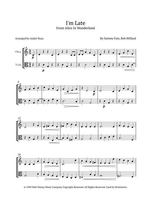 I'm Late (Arr. André Nusa) - Bob Hilliard, Sammy Fain (Instrumental Duet)