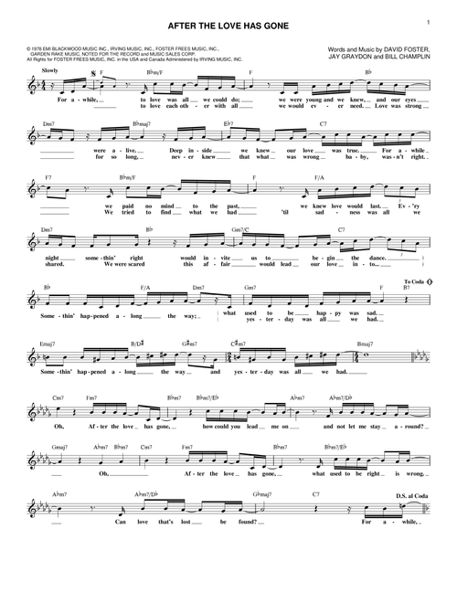 After The Love Has Gone - Earth Wind & Fire (Lead Sheet - Fake Book)