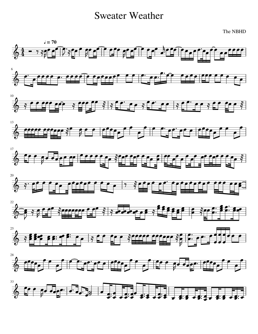 sweater weather trumpet Sheet music for Trumpet in bflat (Solo