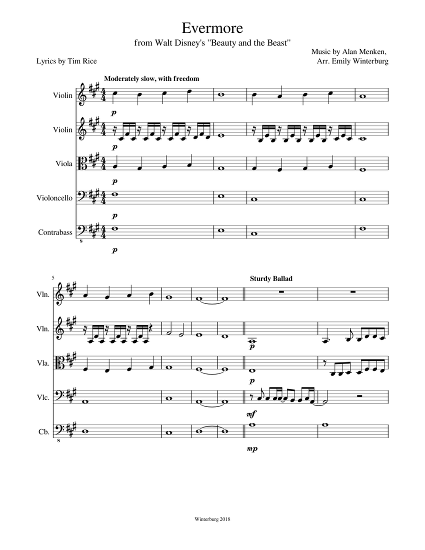 Evermore for string orchestra Sheet Music for Violin, Viola