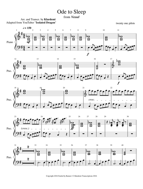Ode To Sleep – Twenty One Pilots [Updated WIP: 82% complete]