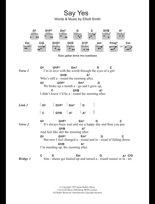 Say Yes - Elliott Smith (Guitar Chords-Lyrics)