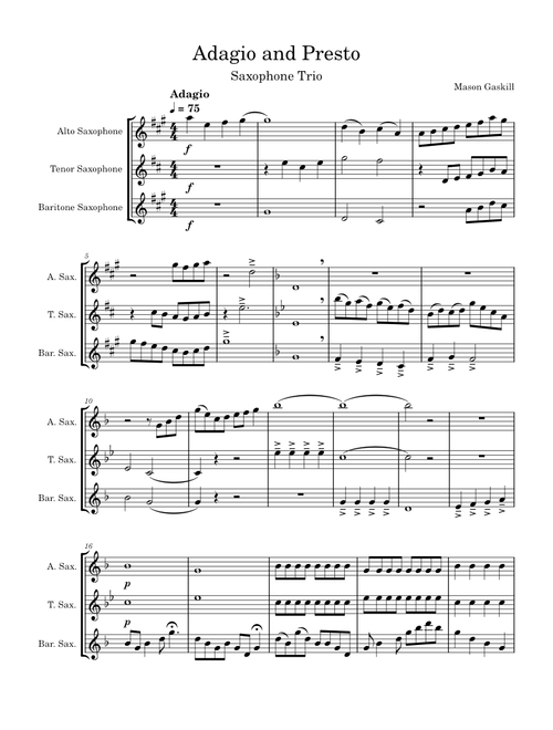 Sax Trios sheet music by akrasax | Play, print, and download