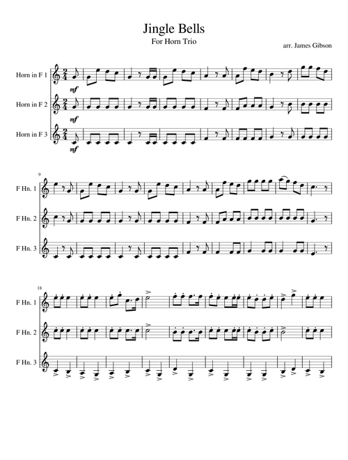 Jingle Bells--French Horn Trio
