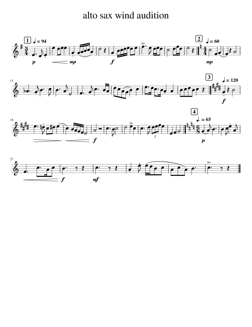 alto sax wind ensenble audition Sheet music for Saxophone alto (Solo