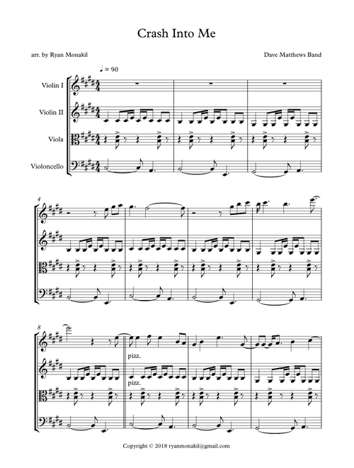 Crash Into Me (Arr. Ryan Hanzel Monakil) - Dave Matthews Band (String Quartet)