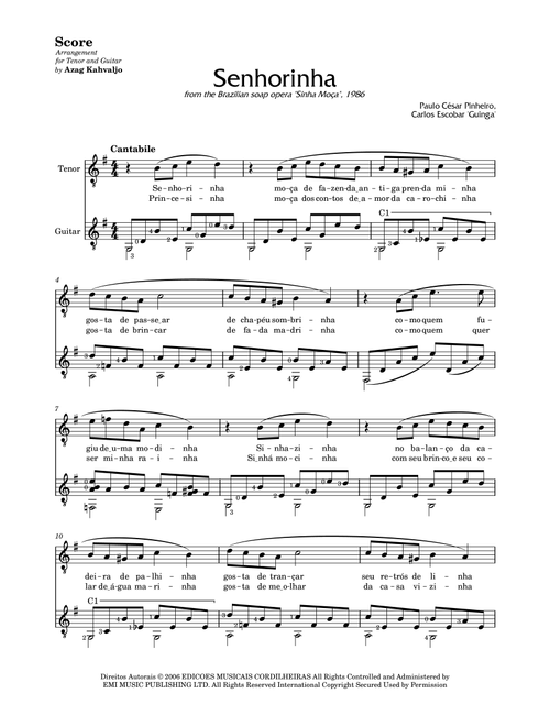 Senhorinha (Arr. Azag Kahvaljo) - Guinga (Instrumental Duet)