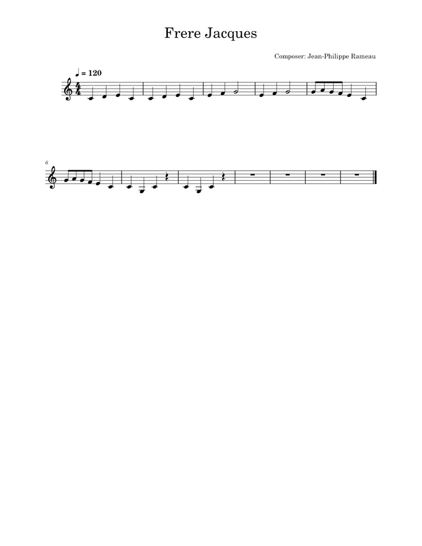 Frere jacques – Misc Traditional Sheet Music for Clarinet in b-flat ...