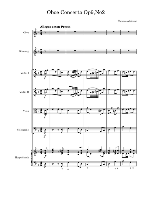 Oboe Concerto in D minor, Op.9 No.2 – Tomaso Albinoni