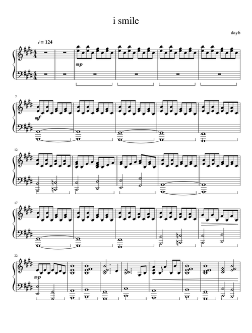 Day6 - I Smile (반드시 웃는다) Piano Accompaniment