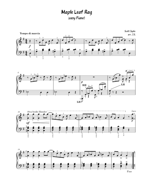 Maple Leaf Rag – Scott Joplin (easy piano)