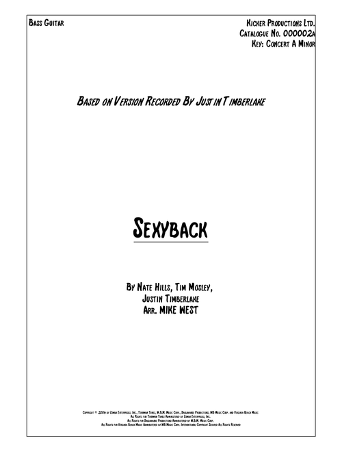 Sexyback (Arr. Mike West) - Justin Timberlake (Bass Tab)