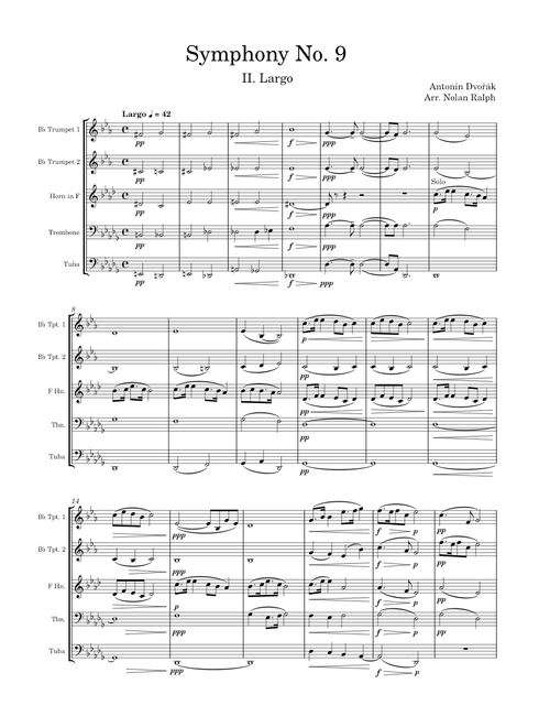 Dvorak - Symphony No. 9, Largo For Brass Quintet