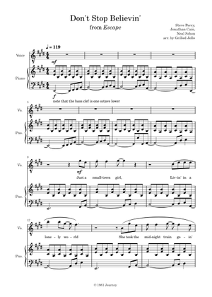 Choosing the right don't stop believin piano sheet music for your level